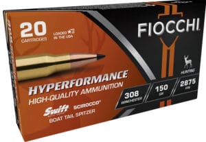 Fiocchi 308 Winchester 150 Grain Swift Scirocco II Bonded Rifle Ammunition