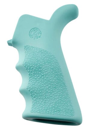 Hogue OverMolded Beavertail Cobblestone Aqua Blue Finger Grooves AR-15 Grip Accessory