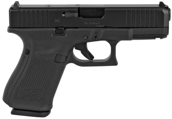Glock PA195S203MOS G19 Gen5 Compact MOS 9mm Luger 4.02" 15+1 Overall Black Finish with nDLC Steel with Front Serrations & MOS Cuts Slide, Rough Texture Interchangeable Backstraps Grip & Fixed Sights