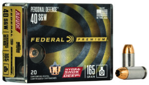 Federal P40HSD1 Premium Personal Defense 40S&W 165gr Hydra-Shok Deep Hollow Point 20 Per Box/10 Case