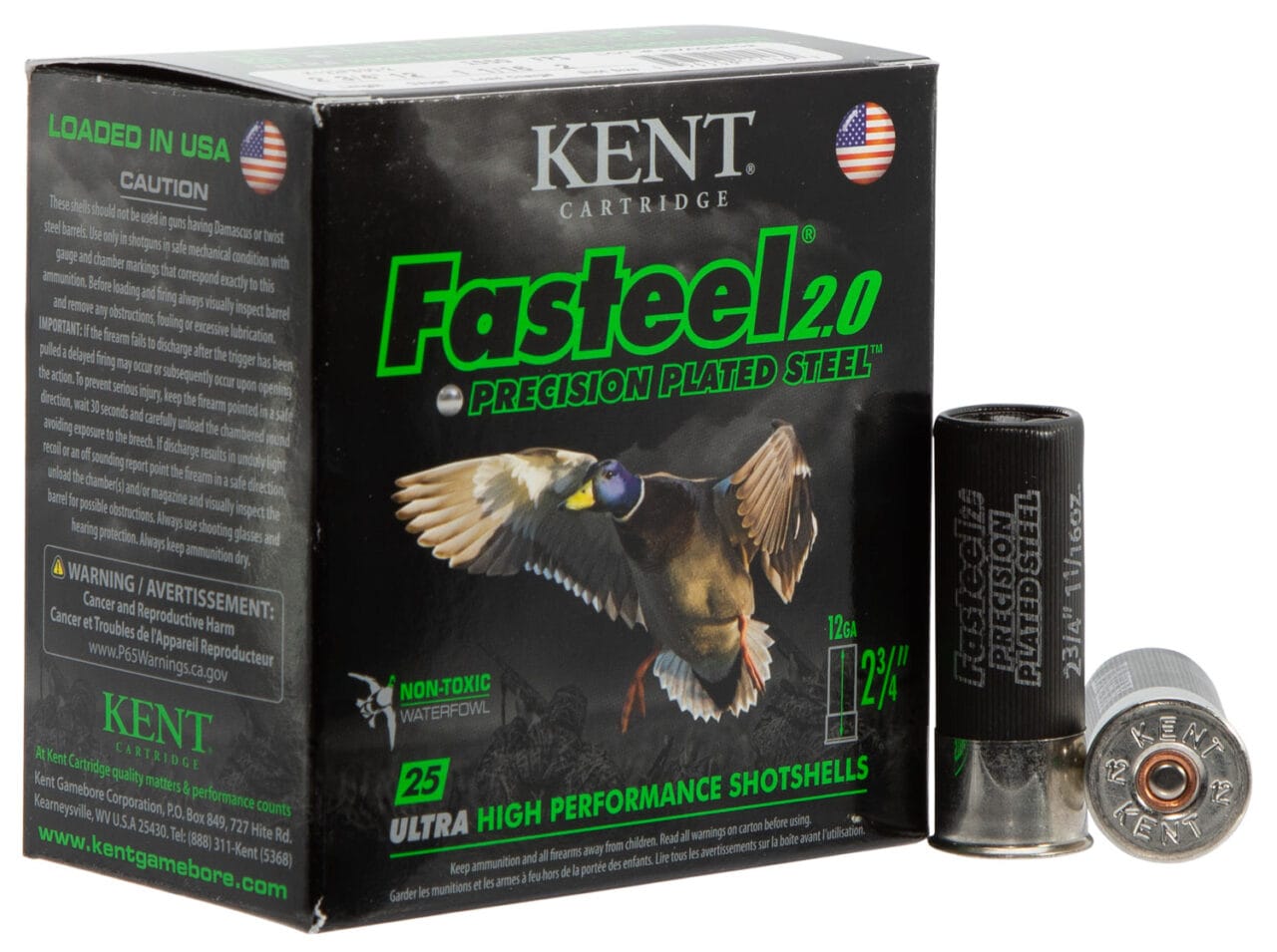 Kent Cartridge Fasteel 2.0 12 Gauge 2-3/4" Steel Ammunition 1 Kent Cartridge Fasteel 2.0 12 Gauge 2-3/4 Inch 2 Shot Steel Ammunition