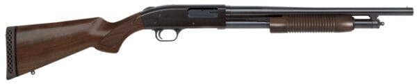 Mossberg 50429 500 Retrograde Full Size 12 Gauge Pump 3" 5+1 18.50" Blued Steel Barrel, Blued Drilled & Tapped Steel Receiver, Fixed Walnut Wood Stock, Ambidextrous