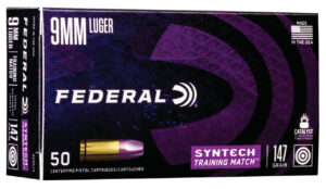 Federal AE9SJ3 Syntech Training Match 9mmLuger 147gr Total Syntech Jacket Flat Nose 50 Per Box/10 Case