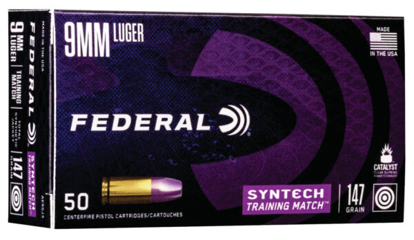 Federal AE9SJ3 Syntech Training Match 9mmLuger 147gr Total Syntech Jacket Flat Nose 50 Per Box/10 Case