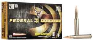Federal Premium 270 Winchester 140 Grain Berger Hybrid Hunter Rifle Ammunition