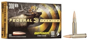 Federal Premium 308 Winchester 168 Grain Berger Hybrid Hunter Ammunition