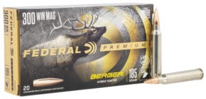Federal Premium 300 Winchester Magnum 185 Grain Hybrid Hunter Rifle Ammunition