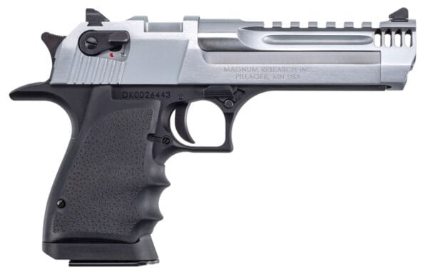 Magnum Research DE357L5BC Desert Eagle L5 357 Mag 5" with Muzzle Brake 9+1 Black Hardcoat Anodized Aluminum Frame Brushed Chrome Carbon Steel Slide Black Hogue Wraparound Rubber Grip