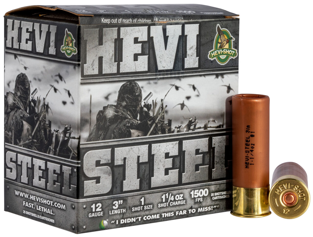 HEVI-Shot HS60001 HEVI-Steel 12Gauge 3" 1 1/4oz 1Shot 25 Per Box/10 Case 1 HEVI-Shot HS60001 HEVI-Steel 12Gauge 3" 1 1/4oz 1Shot 25 Per Box/10 Case