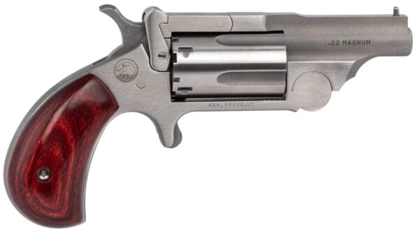 North American Arms 22MCR Ranger II  22 LR or 22 WMR Caliber with 1.63" Barrel, 5rd Capacity Cylinder, Overall Stainless Steel Finish & Rosewood Birdshead Grip Includes Cylinder