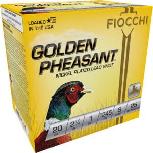 Fiocchi Golden Pheasant Extrema 20 Gauge 2-3/4 Inch 1oz Number 6 Shot Nickel-Plated Lead Shotgun Ammunition