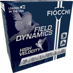 Fiocchi Field Dynamics High Velocity 16 Gauge 2-3/4 Inch Number 5 Shot 25 Round Shotgun Ammunition