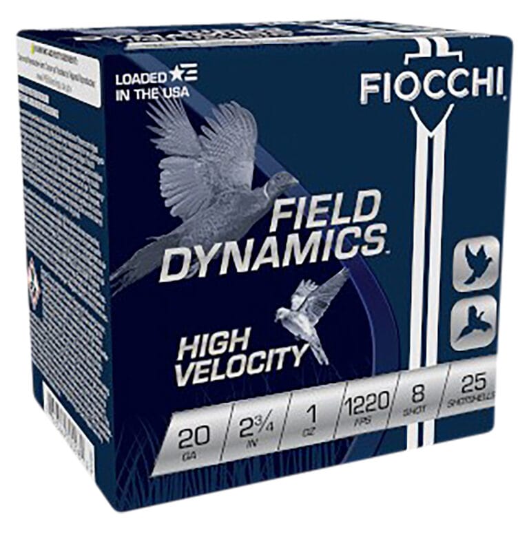 Fiocchi Field Dynamics High Velocity 20 Gauge 2-3/4 Inch 1oz Number 8 Shot 25 Round Shotgun Ammunition