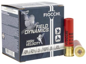 Fiocchi Field Dynamics High Velocity 28 Gauge 2-3/4 Inch 3/4 Ounce Number 8 Shot 25 Round Shotgun Ammunition