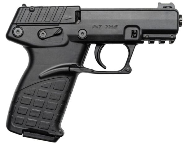 Kel-Tec P17BLK P17  Compact Frame 22 LR 16+1, 3.80" Black Steel Threaded Barrel, Black Serrated Slide, Black Polymer Frame w/Picatinny Rail, Black GRN Grip, Lever Safety, Ambidextrous