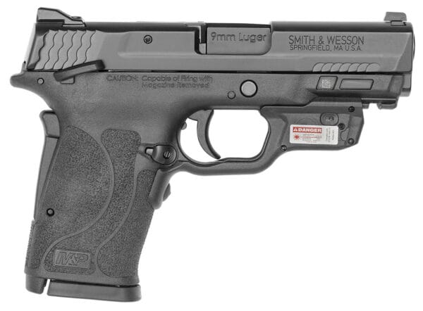Smith & Wesson 12438 M&P Shield EZ M2.0 9mm Luger 8+1 3.67" Barrel,  Black Polymer Frame With Picatinny Acc. Rail, Armornite Stainless Steel Slide, Manual Safety Includes Crimson Trace Red Laserguard