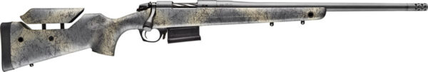 Bergara Rifles B14SM659 B-14 Wilderness Terrain 6.5 PRC 3+1 24" Threaded, Sniper Gray Cerakote Barrel/Rec, Adj. Cheek Piece SoftTouch Woodland Camo Stock with Mini-Chassis, Omni Muzzle Brake