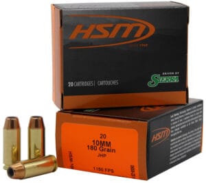 HSM Pro Pistol 10mm Auto 180 Grain Jacketed Hollow Point Ammunition