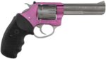 Charter Arms 52232 Pathfinder Lite 22 LR 8 Shot, 4.20" Matte Stainless Steel Barrel & Cylinder, Pink Aluminum Frame w/Black Finger Grooved Rubber Grip, Exposed Hammer