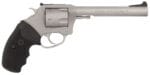 Charter Arms 79960 Pitbull  Large 9mm Luger, 5 Shot 6" Matte Stainless Steel Barrel, Cylinder & Frame w/Black Finger Grooved Rubber Grip