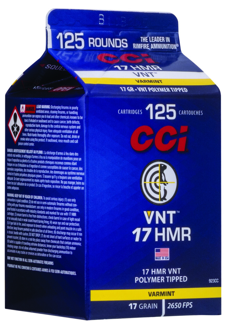 CCI 923CC VNT Rimfire 17HMR 17gr Varmint Tipped 125 Per Box/10 Case 1 CCI 923CC VNT Rimfire 17HMR 17gr Varmint Tipped 125 Per Box/10 Case