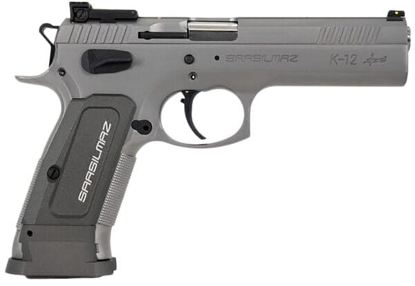 SAR USA K12STSP K12 Sport 9mm Luger Caliber with 4.70" Barrel, 17+1 Capacity, Overall Stainless Finish Steel, Beavertail Frame, Serrated Slide & Gray Polymer Grip