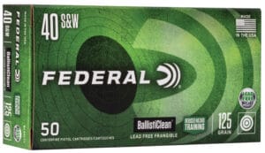 Federal BallistiClean 40 S&W 125 Grain Lead Free Frangible 50 Round Ammunition