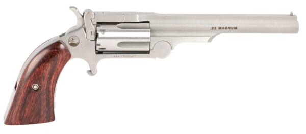 North American Arms 22MCR4 Ranger II  22 LR or 22 WMR Caliber with 4" Barrel, 5rd Capacity Cylinder, Overall Stainless Steel Finish & Rosewood Boot Grip Includes Cylinder