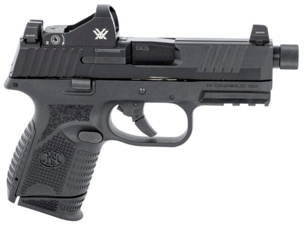 FN 66100802 509CT w/Optic 9mm Luger 12+1/24+1 4.32" Black Steel Threaded Barrel, Black PVD Optic Cut/Serrated Steel Slide & Polymer Frame w/Picatinny Rail, Vortex Viper Red Dot, Ambidextrous