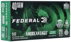 Federal American Eagle 40 S&W 120 Grain Lead Free Indoor Range Training Ammunition
