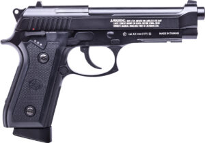 Crosman PFAM9B Full Auto Air Pistol CO2 177 BB 20rd Smooth Bore Brass Barrel, Blow Back Action, Fixed Front/Notched Rear Sights, Full Metal Frame, Black Polymer Grips, Selector Safety