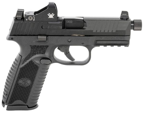 FN 66100844 509 Tactical 9mm Luger 17+1/24+1 4.50" Threaded Barrel, Matte Black Polymer Frame w/Mounting Rail, Optic Cut Matte Black Stainless Steel Slide, No Manual Safety, Includes Viper Red Dot