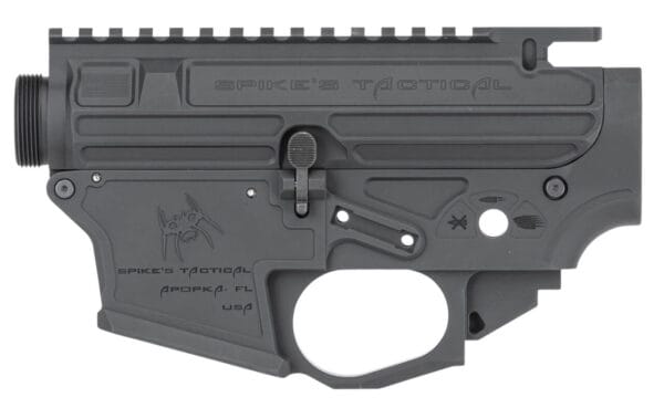 Spikes Tactical STSB920 Upper/Lower Set  AR-15 9mm Compatible w/Glock Mags, Black Hardcoat Anodized