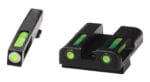 HiViz GLN329 LiteWave H3 Sight Set for Glock Green Tritium White Outline Front Sight-Green Fiber Optic Rear Sight