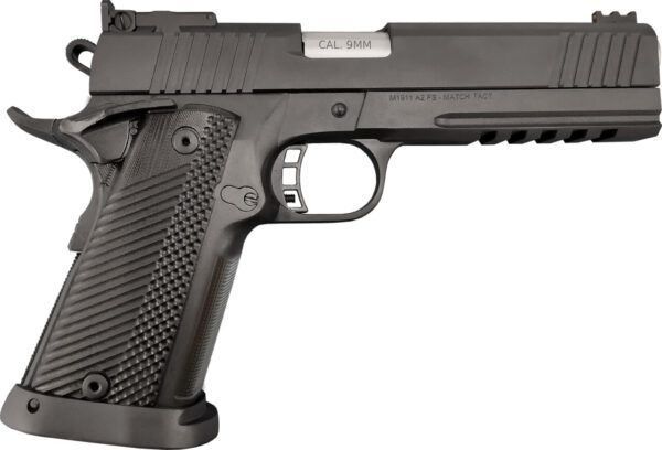 Rock Island 56645 Pro Ultra Match 9mm Luger Caliber with 5" Barrel, 17+1 Capacity, Overall Black Parkerized Finish Steel, Picatinny Rail/Beavertail Frame, Serrated Slide & Black G10 Grip