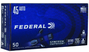 Federal S45SJT2 Syntech Defense 45ACP 205gr Segmented Jacketed Hollow Point 50 Per Box/10 Case