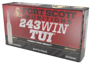 Fort Scott Munitions 243 Winchester 80 Grain Solid Copper Spun Rifle Ammunition