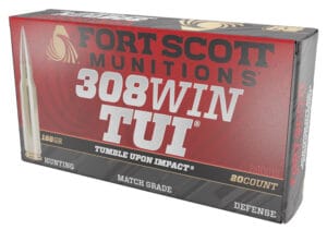 Fort Scott Munitions Tumble Upon Impact Brush Hog 308 Winchester 168 Grain Solid Copper Ammunition