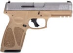 Taurus 1G3B949T G3  Full Size Frame 9mm Luger 15+1/17+1 4" Matte Stainless Steel Barrel, Matte Serrated Stainless Steel Slide, Tan Polymer Frame w/Picatinny Rail, Tan Polymer Grip, Right Hand