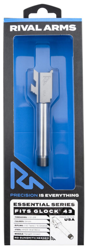 Rival Arms RARA22G302D Essential V2 Drop-In Barrel 9mm Luger 3.41" Stainless Steel Finish & Material with Threading for Glock 43