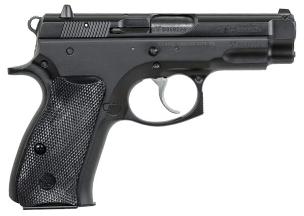 CZ-USA 91190 CZ 75 Compact 9mm Luger 14+1 3.75" Blued Steel Barrel, Black Serrated Steel Slide, Black Polycoat Steel Frame w/Beavertail, Black Plastic Grip
