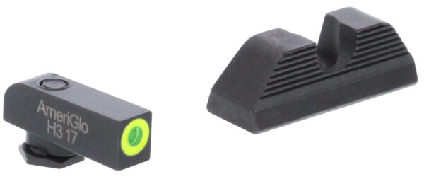 AmeriGlo GL352 Protector Sight Set for Glock  Green Tritium LumiGreen Outline Front Sight-Black Serrated Rear Sight