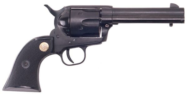 Cimarron ASPLINK1 Plinkerton  22 LR 6 Shot 4.75" Matte Black Barrel, Cylinder & Frame, Wide Front Sight, Black Checkered Plastic Grips w/Medallion