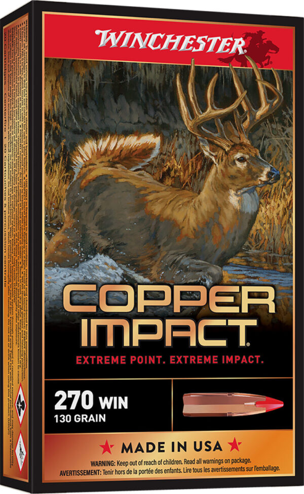 Winchester Ammo X270CLF Copper Impact  270Win 130gr Copper Extreme Point Lead Free 20 Per Box/10 Case