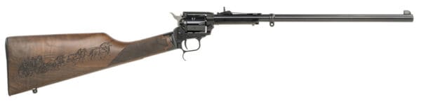 Heritage Mfg BR226B16HSWB01 Rough Rider Rancher 22 LR 6rd 16" Barrel, Black Metal Finish, Exposed Hammer, Walnut Stagecoach Engraved Stock