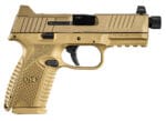 FN 66100746 509MT  9mm Luger 10+1, 4.50" Black Target Crown/Threaded Steel Barrel, Flat Dark Earth Optic Cut/Serrated Steel Slide, Flat Dark Earth Polymer Frame w/Picatinny Rail, Ambidextrous