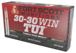 Fort Scott Munitions 30-30 Winchester 130 Grain Solid Copper Spun Rifle Ammunition