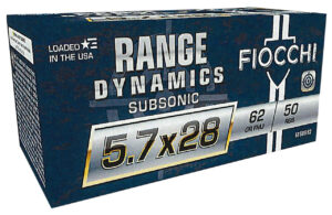 Fiocchi 57SUB62 Range Dynamics Subsonic 5.7x28mm 62gr Full Metal Jacket 50 Per Box/10 Case