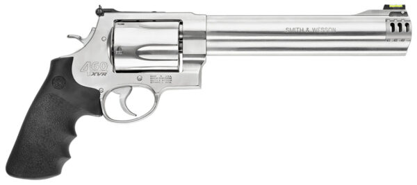 Smith & Wesson 163460 Model 460 XVR 460 S&W Mag 8.38" Threaded Stainless Steel Barrel & 5rd  Cylinder, Satin Stainless Steel X-Frame, Two Muzzle Brakes, Removable Interchangeable Compensator
