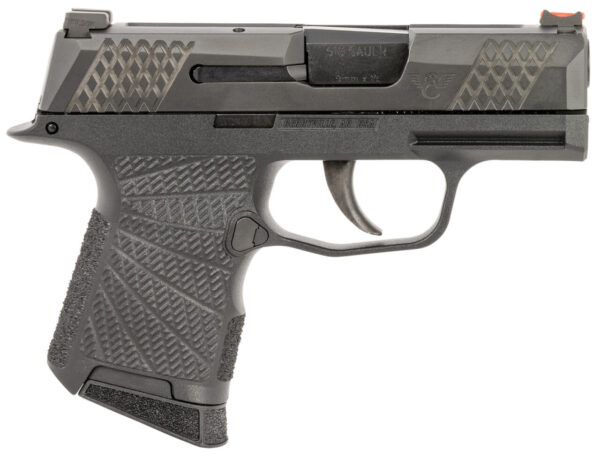Wilson Combat SIGWCP3659B P365  9mm Luger 10+1 (2) 3.10", Black,  X-Tac Pattern Serrated Slide, Polymer Frame, Sunburst Grips, Fiber Optic Sights, Standard Trigger